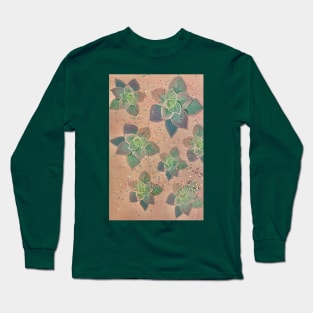 Succulent Pattern With Glitter Long Sleeve T-Shirt